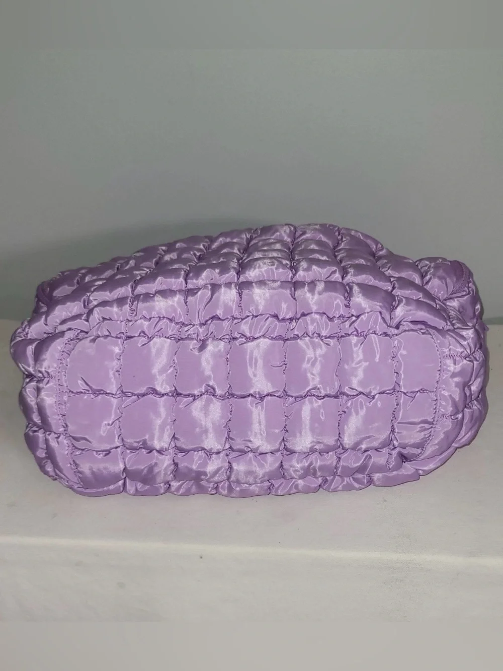 Quilted Puffer Hobo Shoulder Bag Purple Lanvender NWOT